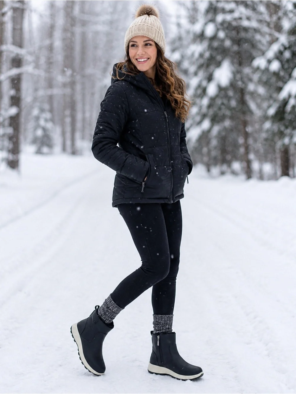 Khombu Sienna Women’s Size 6 Black All Weather Memory Foam Ankle Boots NIB